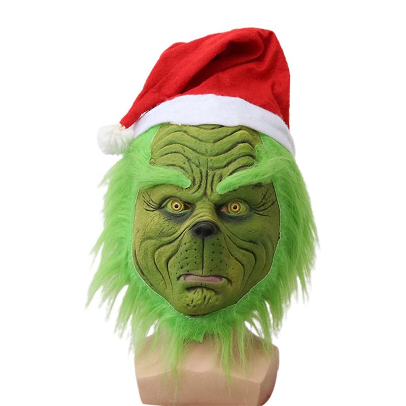 Creative Halloween Costume Set Santa Claus Hat Top Boots Green Hair Monster Mask Gloves Cosplay Costume