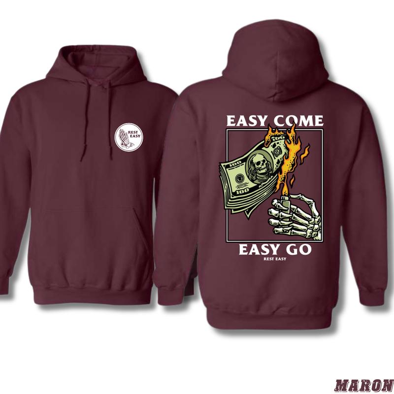 Rest Easy Hoodie - Easy Come Easy Go Skeleton Design, Ideal for Casual Wear, Comfortable and Stylish, Gift for Men, Gift for Women, Gift for You Menswear Sweaters