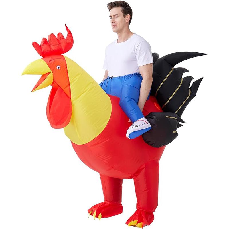 Halloween Christmas Party Inflatable Ride-on Rooster Costume Blow up Suit Fancy Dress Funny Jumpsuit Costume