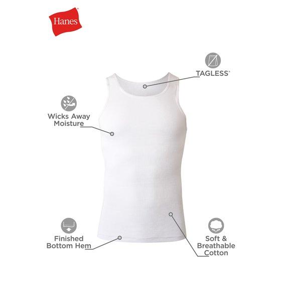 Hanes Men's White Tank Undershirts, 3 Pack