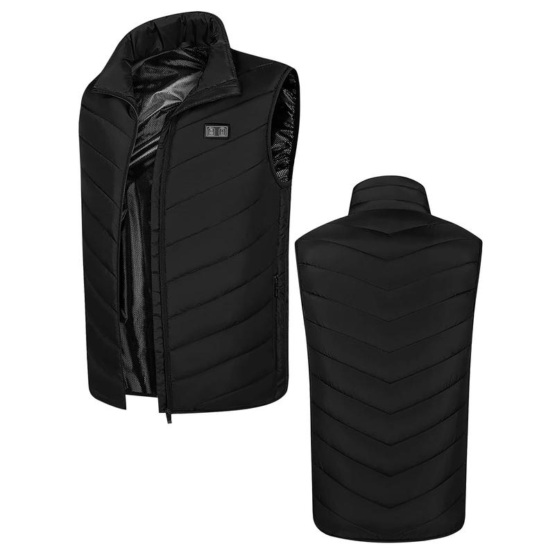 Mens Heated Vest with 3 Heating Level & 9 Heating Zones, Washable Lightweight Zip Heated Vest with 5000mah Battery Pack.