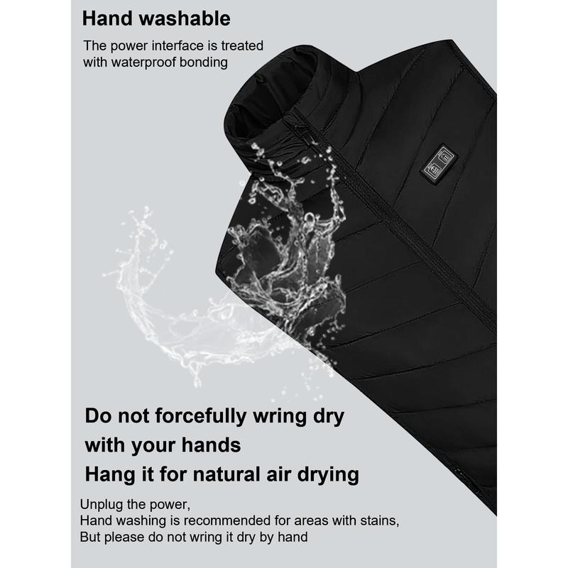 Mens Heated Vest with 3 Heating Level & 9 Heating Zones, Washable Lightweight Zip Heated Vest with 5000mah Battery Pack.