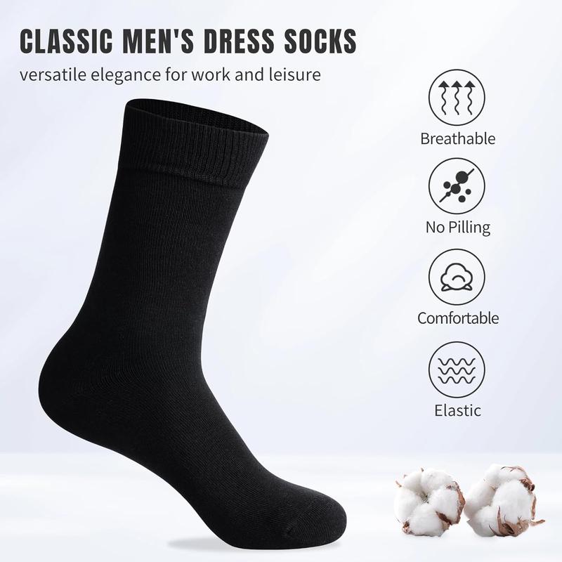 Men's Dress Socks, Classic Cotton Dress Socks for Mens, Lightweight Breathable Odor Free Mens Socks - 4 6 Pairs Pack