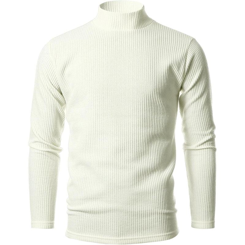 Mens mock neck sweater ribbed slim fit turtleneck pullover sweater