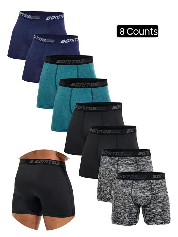 Men's Solid Letter Tape Boxer Brief, Casual Comfy Breathable Underwear for Daily Wear, Men's Underwear for All Seasons