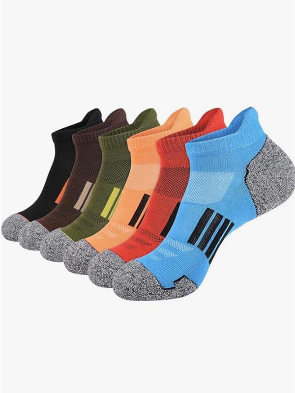 Men's Striped & Patchwork Print Ankle Socks, Casual Comfortable Breathable Low Cut Socks for Daily Wear, Socks for Men