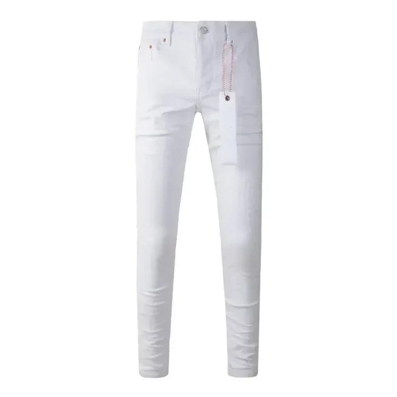 New high-quality white low cut jeans for men's high street tight pants, fashionable and high-quality repair, low waist slim fit jeans