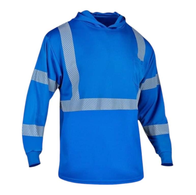 Long Sleeves Hooded Safety Shirts With Hot Print Reflectors