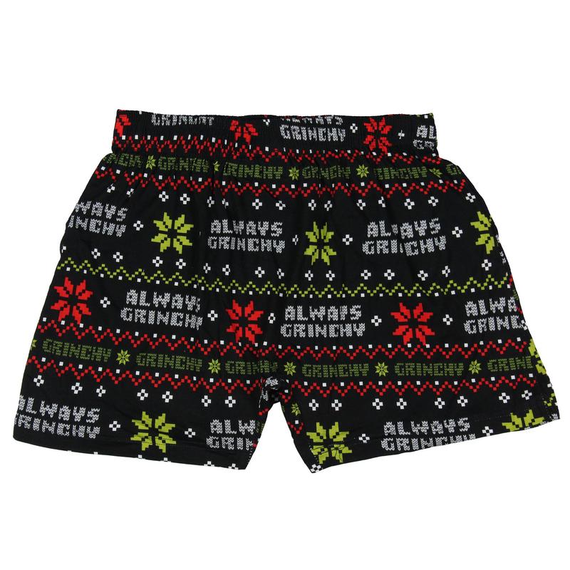 How the Grinch Stole Christmas Adult Always Grinchy Fairisle Boxer Shorts Sleepwear Loungewear for Men Women