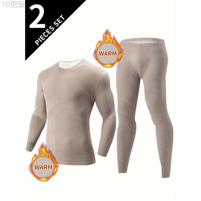 2 Pieces Men's Thermal Underwear Set For Autumn Winter - Slim Fit Long Sleeve Top And Bottom - Soft, Comfortable, And Warm Fabric Menswear