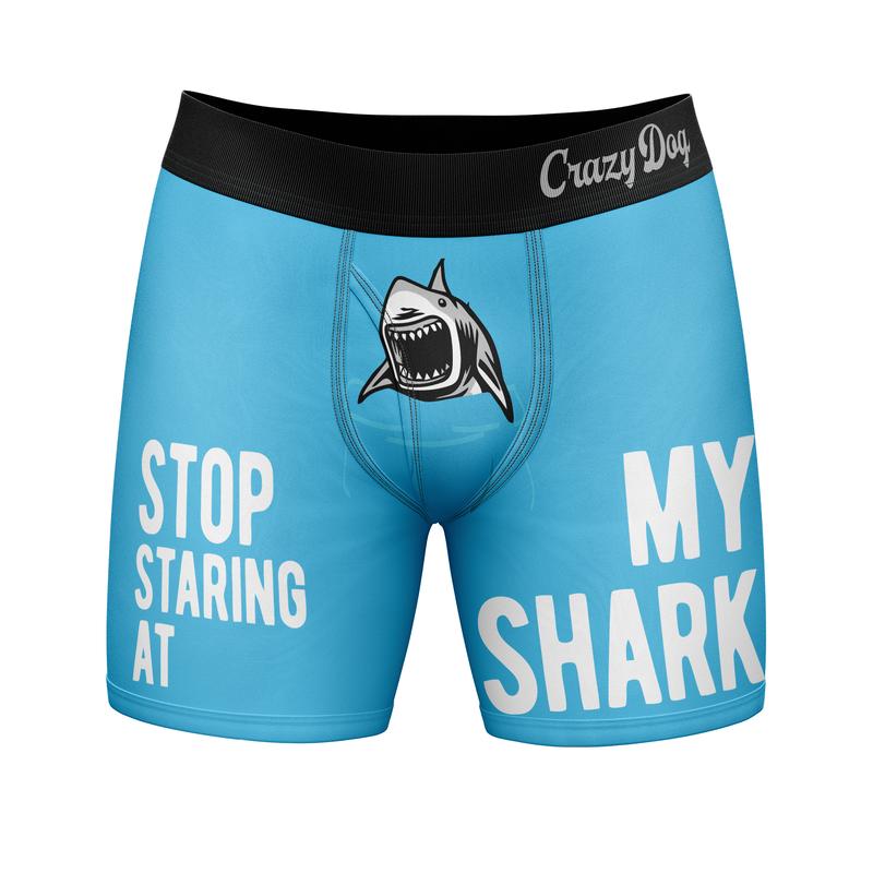 Mens Stop Staring At My Shark Boxers Funny Sarcastic Sexual Joke Novelty Underwear For Guys Funny Graphic Boxers Shark  Funny Sarcastic  Mens Novelty Boxer Briefs Blue