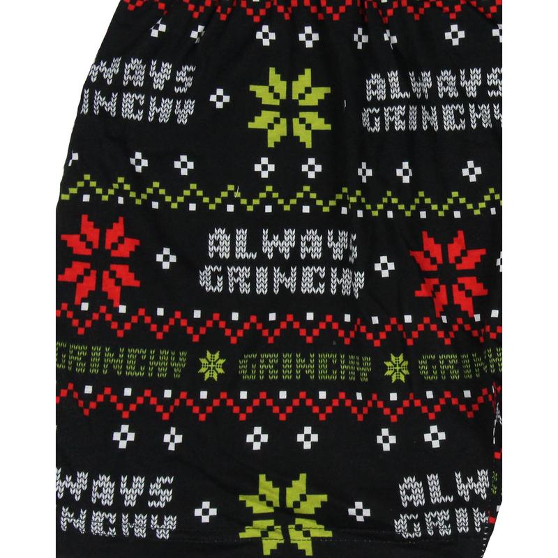 How the Grinch Stole Christmas Adult Always Grinchy Fairisle Boxer Shorts Sleepwear Loungewear for Men Women