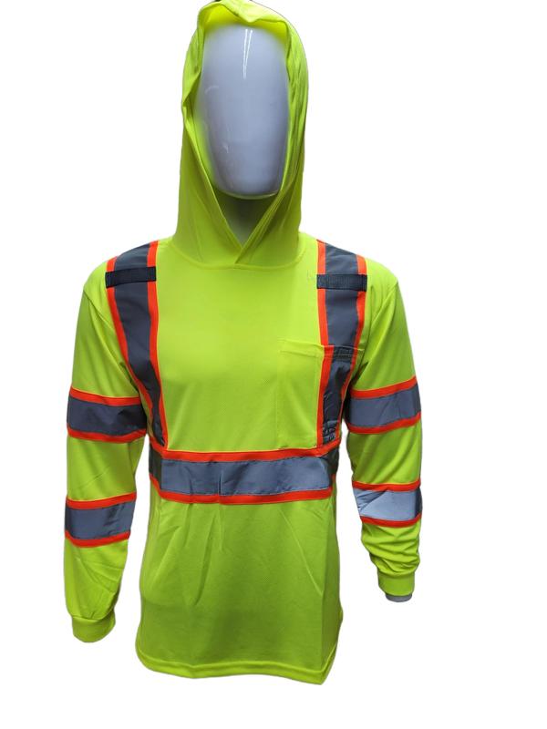 ST908 High Visibility Hoodie Long Sleeve Safety Shirt with hoodie Polyester Birdeye Mesh in various colors