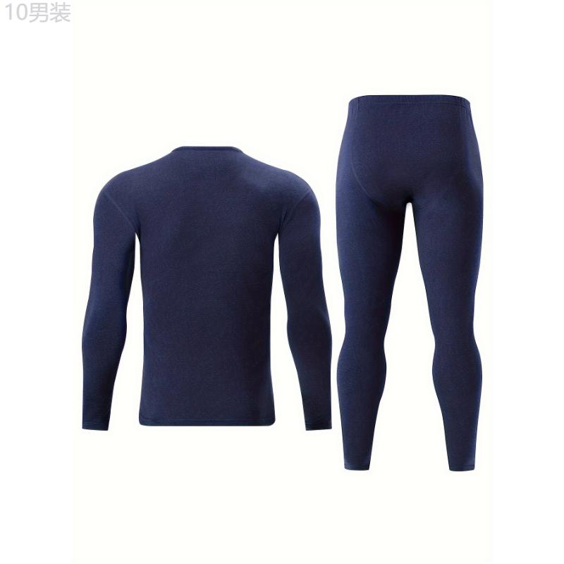 2 Pieces Men's Thermal Underwear Set For Autumn Winter - Slim Fit Long Sleeve Top And Bottom - Soft, Comfortable, And Warm Fabric Menswear