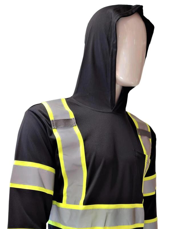 ST908 High Visibility Hoodie Long Sleeve Safety Shirt with hoodie Polyester Birdeye Mesh in various colors