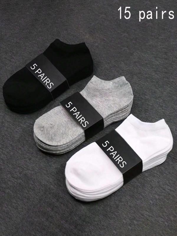 Men's Solid Color Ankle Socks, Casual Simple Comfy Breathable Low Cut Socks, Summer Wear 2024, Socks for Summer