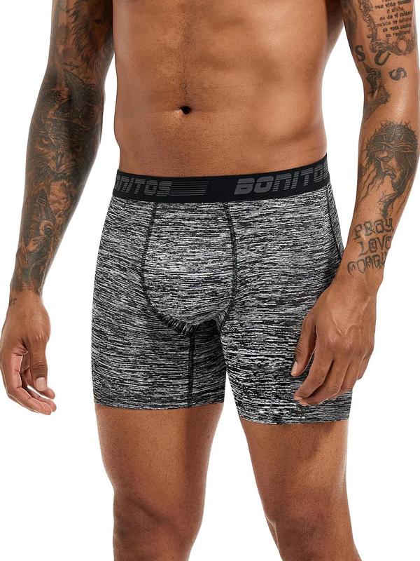 Men's Solid Letter Tape Boxer Brief, Casual Comfy Breathable Underwear for Daily Wear, Men's Underwear for All Seasons