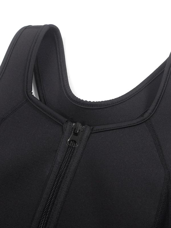 Men's Solid Zipper Front Compression Shapewear Tank Top, High Stretch Tummy Control Shaper, Men's Shapewear for All Seasons