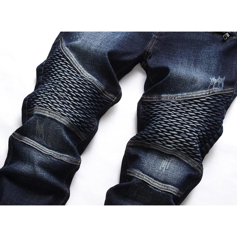 Men's Fashion Designer Jeans For Men Distressed Slim Fit Street Style Denim Clothing Ripped Pants