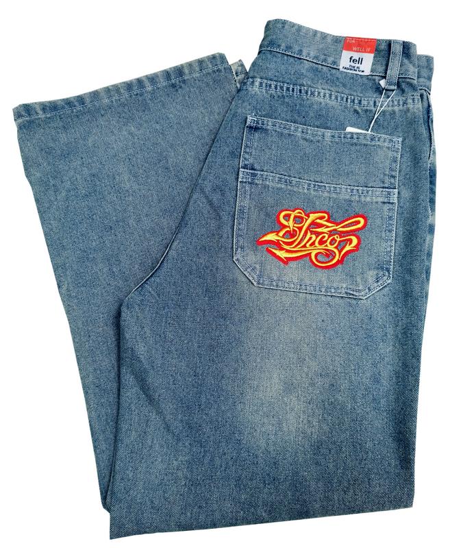 Embroidered hip-hop JNCO jeans street style men's and women's retro high-quality heavy denim straight slightly wide Vintage Embroidery