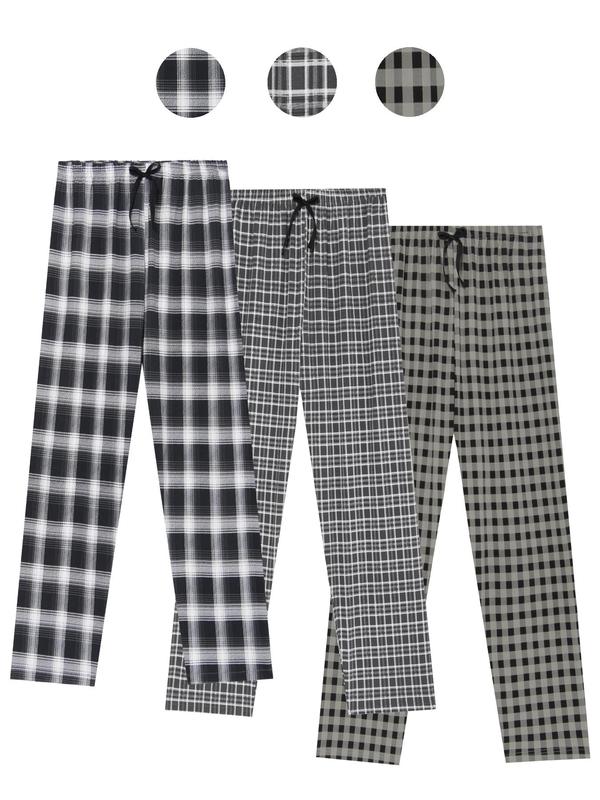 Men's Plaid Print Tie Front Pajama Pants, Casual Comfy Elastic Waist Sleep Trousers for Daily Wear, Sleepwear & Loungewear for All Seasons