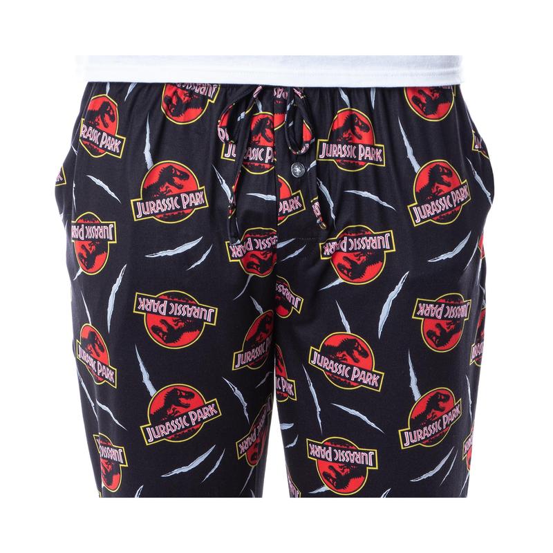 Jurassic Park Mens' Dinosaur Film Logo Scratches Sleep Pajama Pants