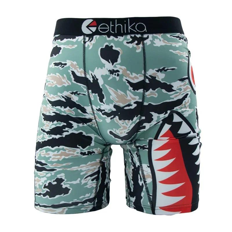 3 Pack Ethika Men's Boxer Briefs 2024 Boxer Briefs Men's Underwear Stretchable Soft Breathable Men's Boxer Briefs Boxer Briefs Novelty Boxer Briefs Sexy Shark Pattern Boxer Briefs