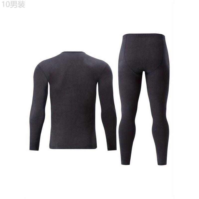 2 Pieces Men's Thermal Underwear Set For Autumn Winter - Slim Fit Long Sleeve Top And Bottom - Soft, Comfortable, And Warm Fabric Menswear