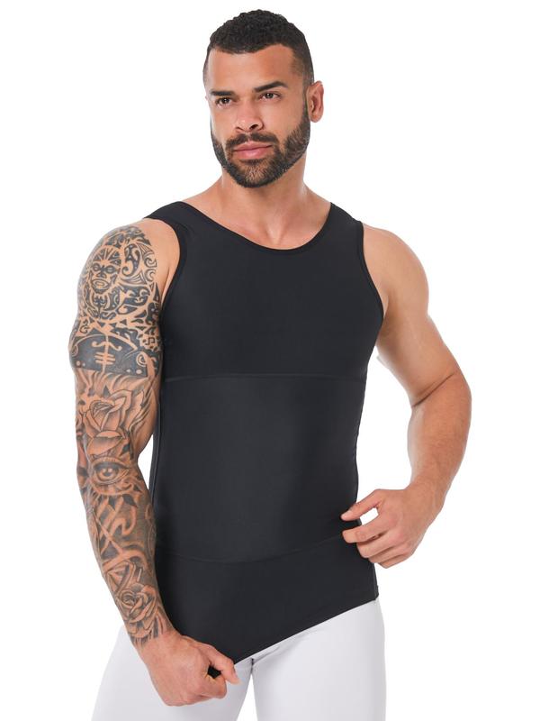 Men's Solid Color Compression Top, Tummy Control Shaper, High Stretch Shapewear Tank Top for Men, Shaper for Men