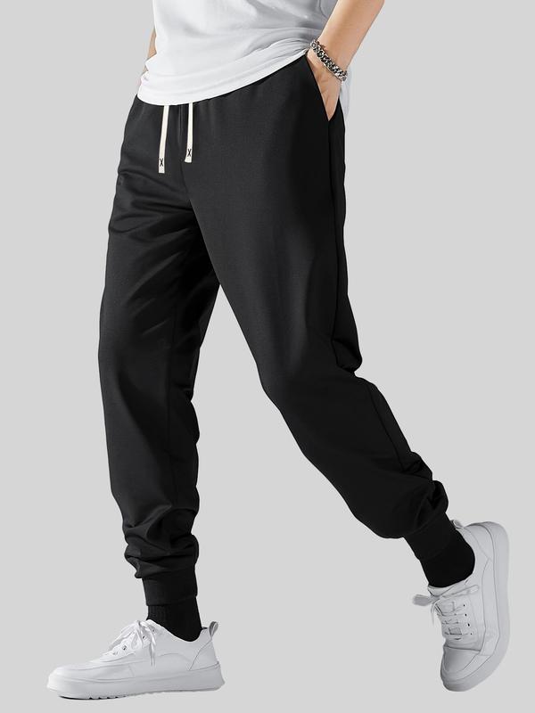 Men's Solid Pocket Sweatpants for Spring Fall, 2000s Pants for Men, Lounge Casual Drawstring Waist Carrot Pants for Daily Wear Outdoor, Men Gifts, Men's Clothing, Menswear Trouser