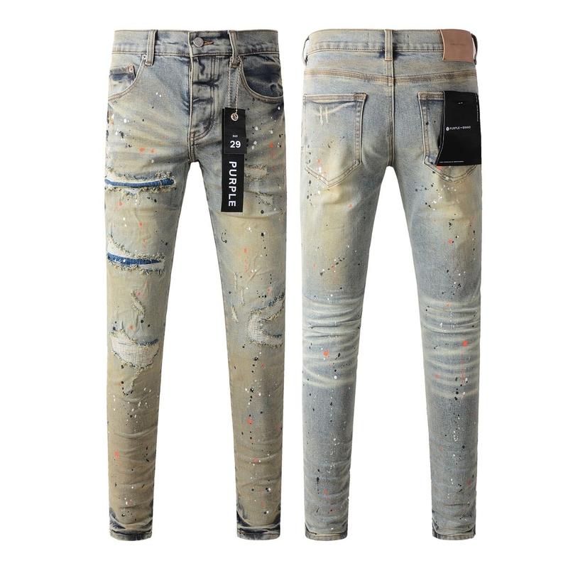 Men's Stretch Skinny Jeans with Patterned Ripped Jeans Vintage Ripped Paint Splattered Stretch Fitted Distressed Black Gray Jeans Cotton Fashion Menswear Pocket Streetwear Pants Stylish Trouser Long Denim Cotton Fashion