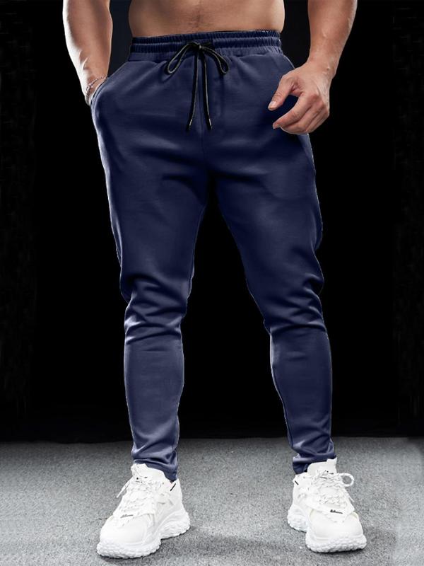 Men's Drawstring Waist Pants, Casual Comfy Breathable Regular Fit Pocket Jogger Pants for Daily Wear, Men's Trousers for All Seasons