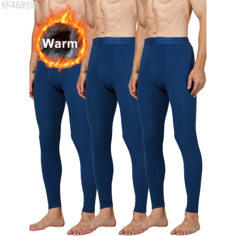 3pcs Men's Thermal Leggings - Slim Fit, High Stretch for Winter Warmth & Comfort Fabric Menswear