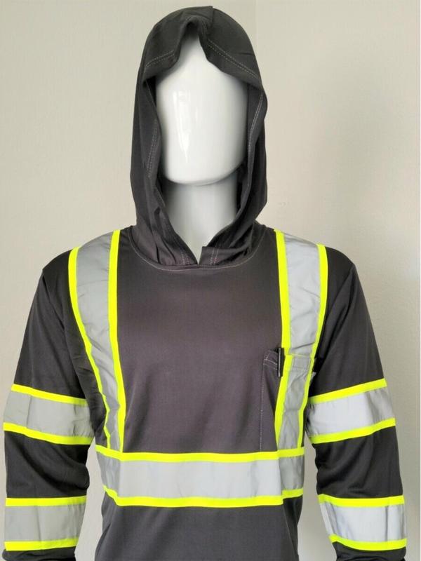 ST908 High Visibility Hoodie Long Sleeve Safety Shirt with hoodie Polyester Birdeye Mesh in various colors