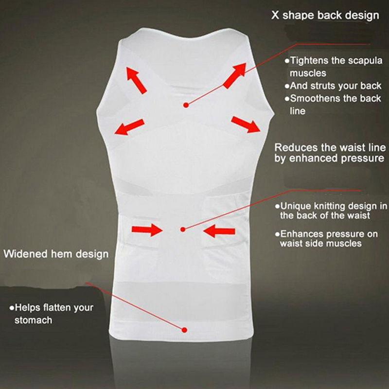 Mens Slimming Body Shaper Belly Chest Compression Vest Girdle T-Shirt Tank Top