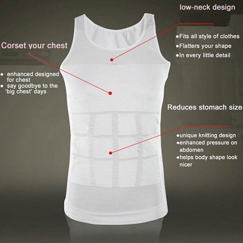 Mens Slimming Body Shaper Belly Chest Compression Vest Girdle T-Shirt Tank Top