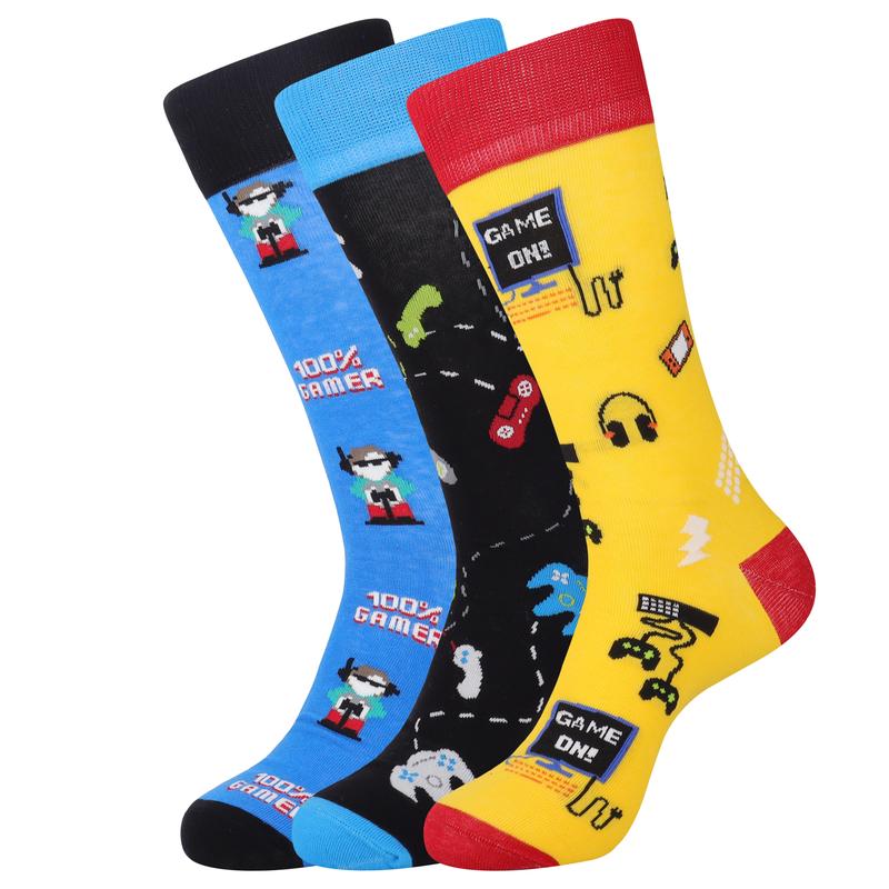 3 Pairs Funny Game Socks for Men and Women Gaming Crew Socks  Cotton, Womenswear