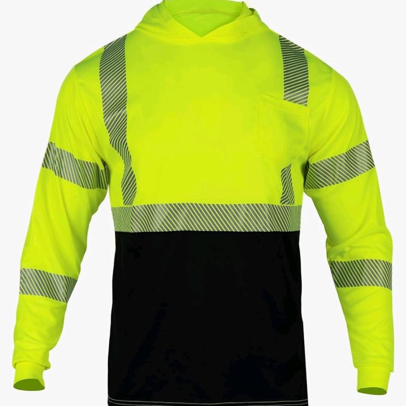 Long Sleeves Hooded Safety Shirts With Hot Print Reflectors