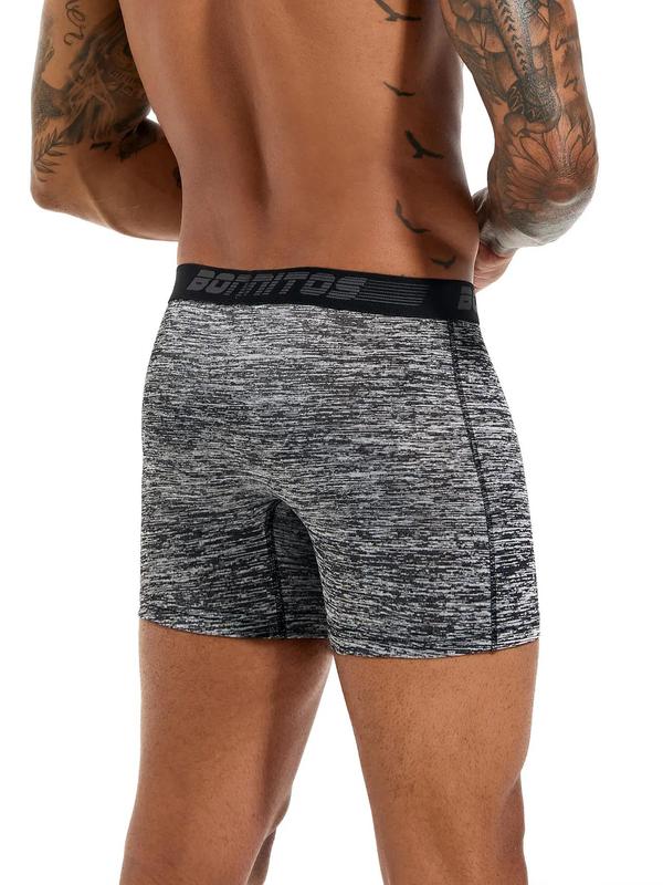 Men's Solid Letter Tape Boxer Brief, Casual Comfy Breathable Underwear for Daily Wear, Men's Underwear for All Seasons