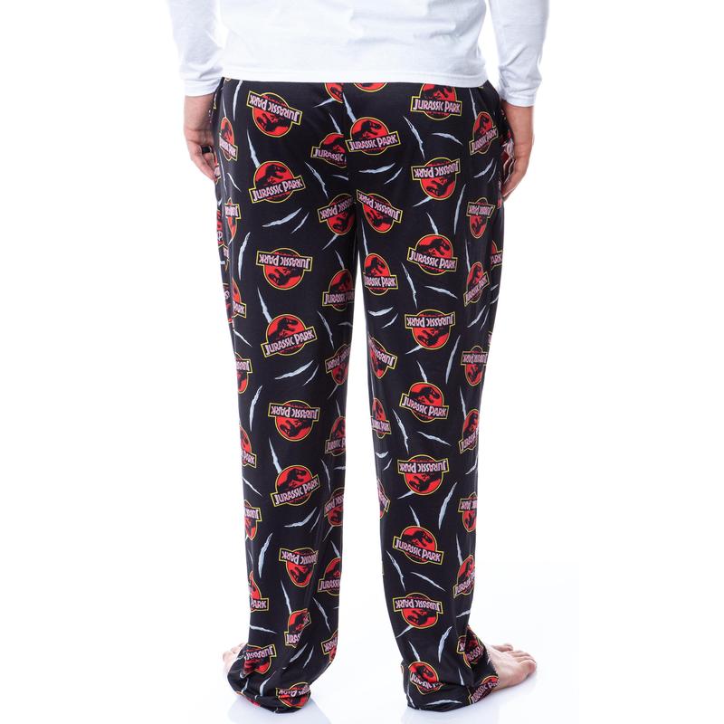 Jurassic Park Mens' Dinosaur Film Logo Scratches Sleep Pajama Pants