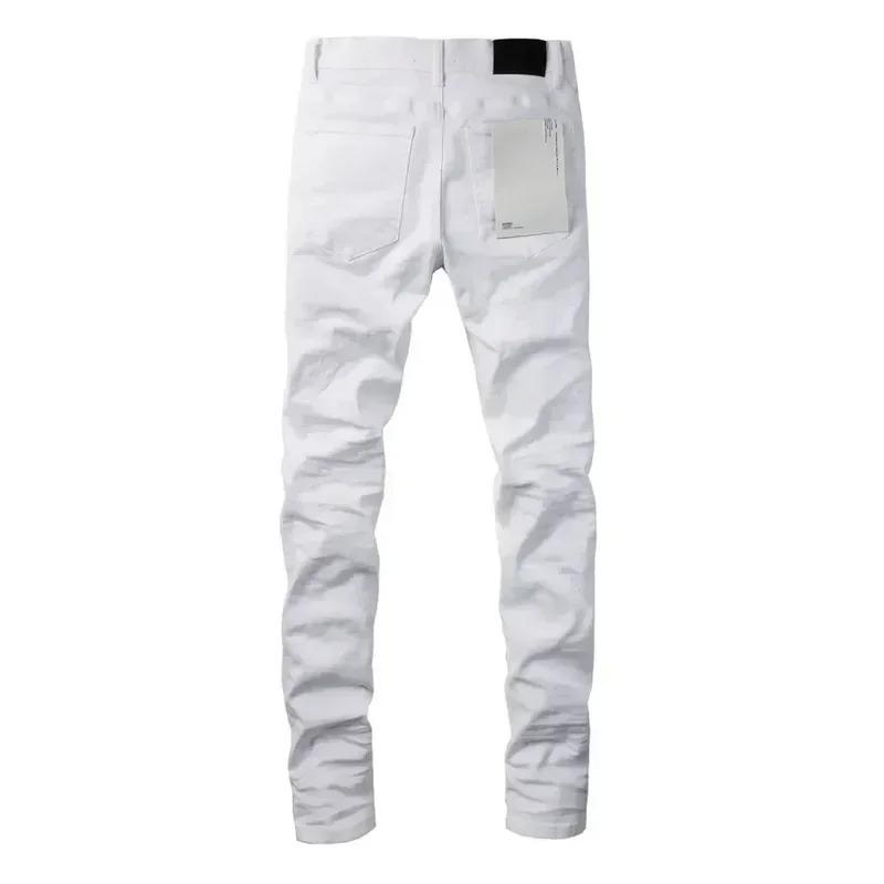 New high-quality white low cut jeans for men's high street tight pants, fashionable and high-quality repair, low waist slim fit jeans