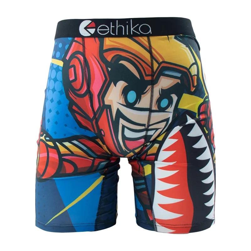 3 Pack Ethika Men's Boxer Briefs 2024 Boxer Briefs Men's Underwear Stretchable Soft Breathable Men's Boxer Briefs Boxer Briefs Novelty Boxer Briefs Sexy Shark Pattern Boxer Briefs