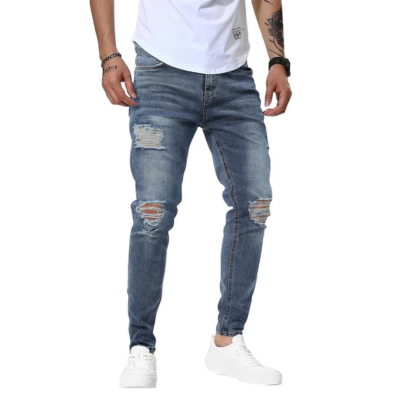 TUREFACE Mens Jeans Skinny Stretch Denim Pants Tapered Jeans Pants, Womens Jeans Skinny Stretch Denim Pants Tapered Jeans Pants