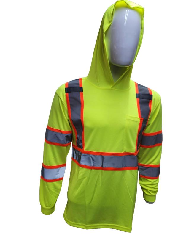 ST908 High Visibility Hoodie Long Sleeve Safety Shirt with hoodie Polyester Birdeye Mesh in various colors SEE DESC FOR SIZING INFORMATION