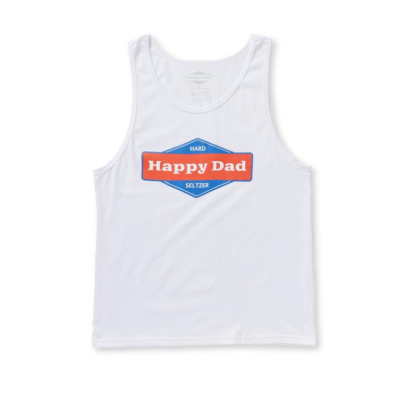 Happy Dad Front Logo Tank Top (White)