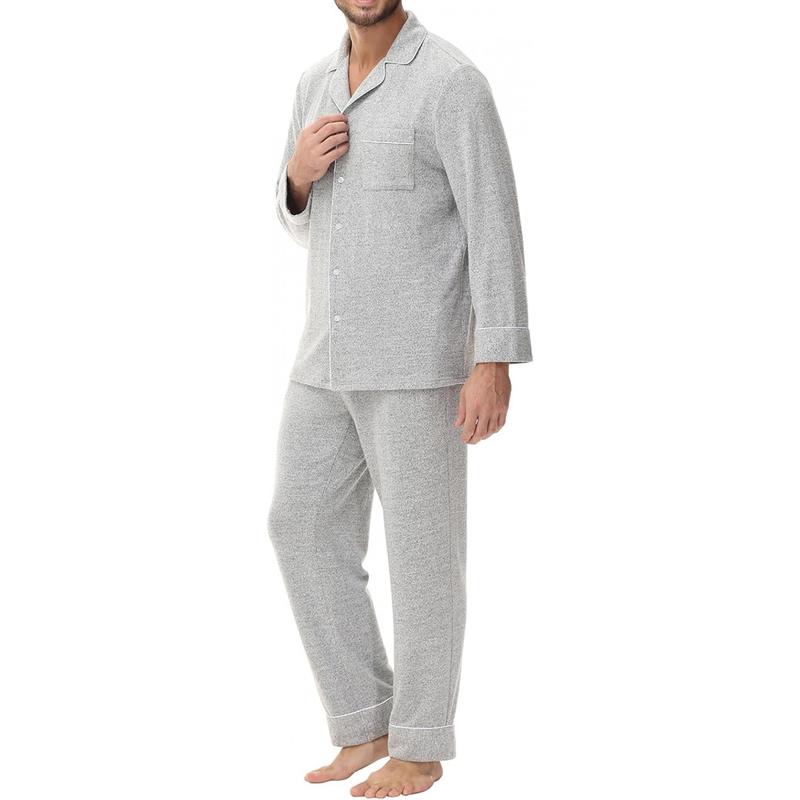 Mens Pajamas Set Long Sleeve Soft Pajamas for Men Button Down Sleepwear Pjs Lounge Sets with Pockets S-2XL