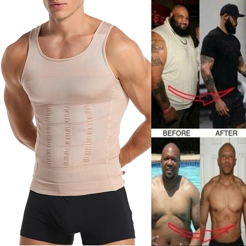 Men Body Shapers Tight Sleeveless Shirt Fitness Waist Trainer Elastic Beauty Abdomen Shapewear Tank Tops Gym Vest