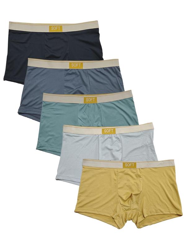 Men's Solid Color Boxer Brief, Breathable Comfortable Underwear for Daily Wear, Casual Men's Underwear for All Seasons