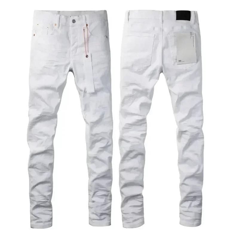 New high-quality white low cut jeans for men's high street tight pants, fashionable and high-quality repair, low waist slim fit jeans