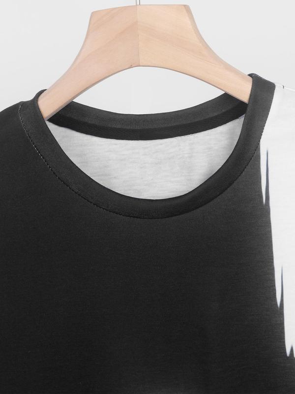 Men's Colorblock & Wolf Print Round Neck Tank Top, Regular Fit Casual Breathable Quick Drying Sleeveless Top for Summer, Fashion Men's Top for Daily Wear